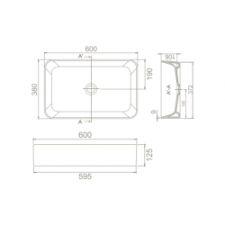 Επικαθήμενος Νιπτήρας Πορσελάνης 60x38cm Cerastyle Hera 078407-97 Μαύρο Ματ 